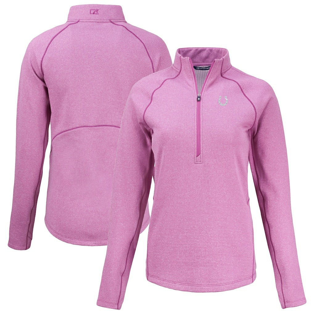 Indianapolis Colts Cutter & Buck Women's Peshastin Eco Fleece Recycled Half-Zip Top - Pink Tops