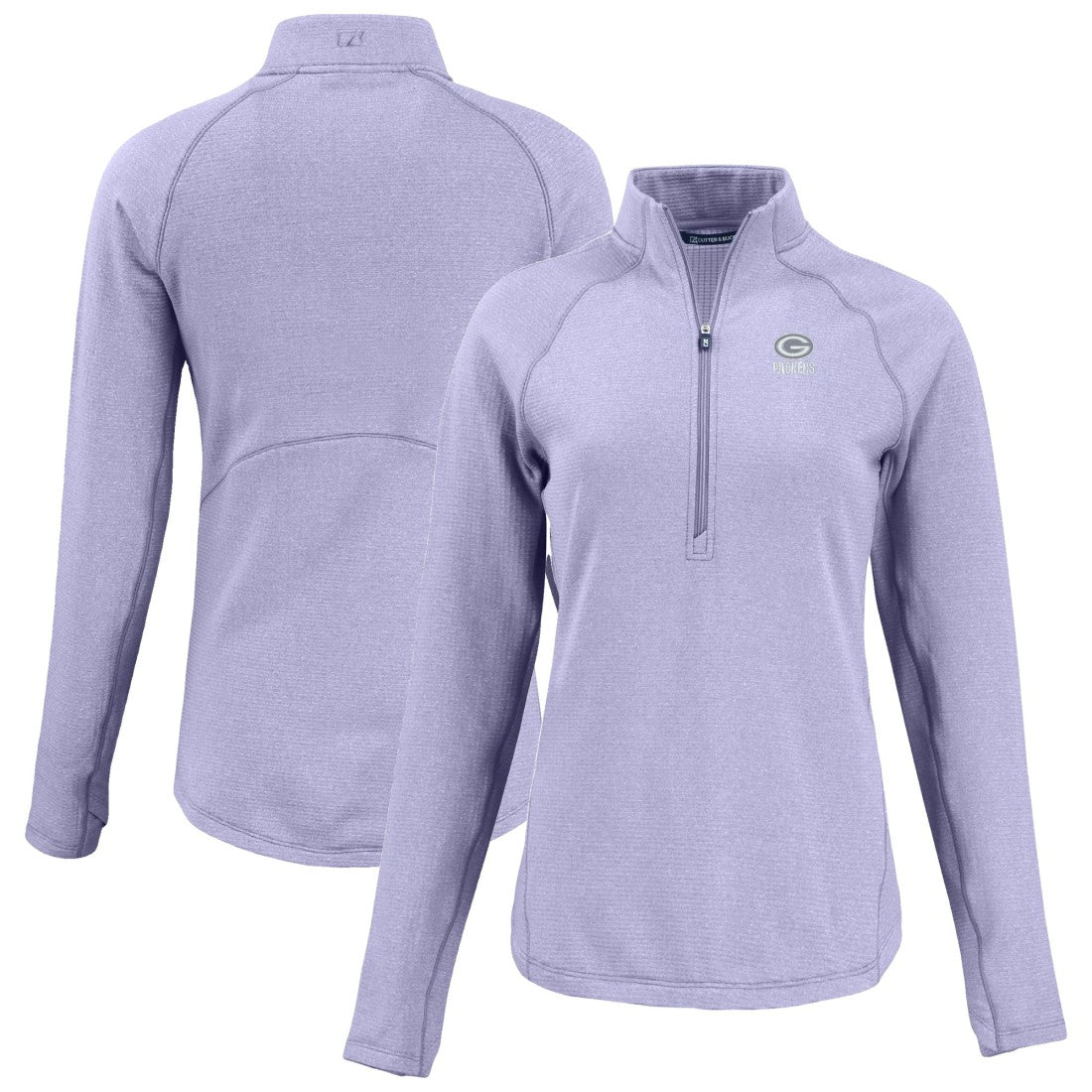 Green Bay Packers Cutter & Buck Women's Peshastin Eco Fleece Recycled Half-Zip Top - Purple Tops