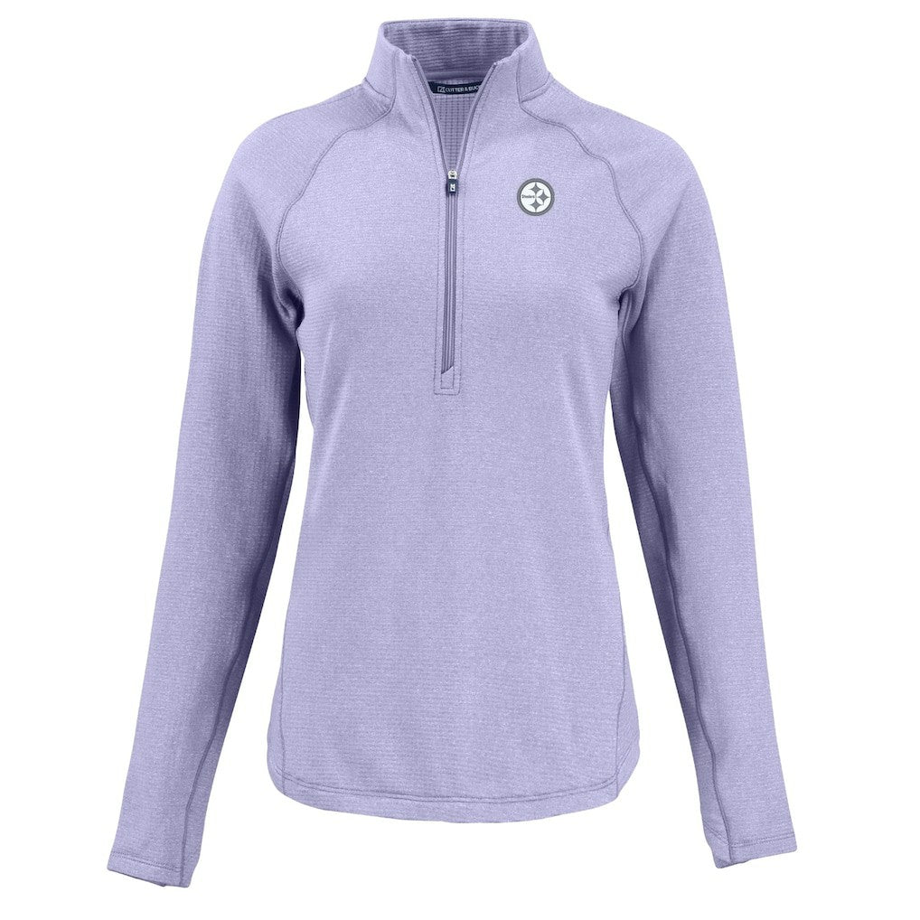 Pittsburgh Steelers Cutter & Buck Women's Peshastin Eco Fleece Recycled Half-Zip Top - Purple Tops