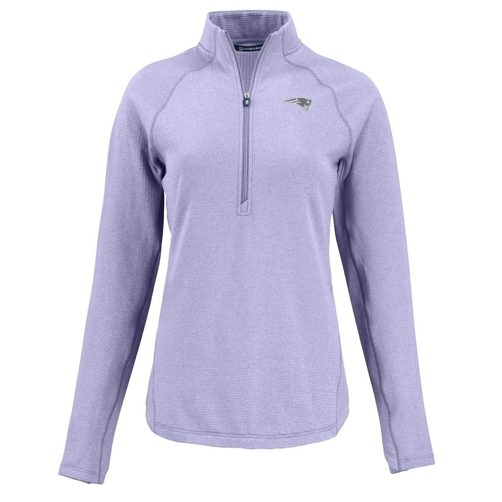 New England Patriots Cutter & Buck Women's Peshastin Eco Fleece Recycled Half-Zip Top - Purple Tops