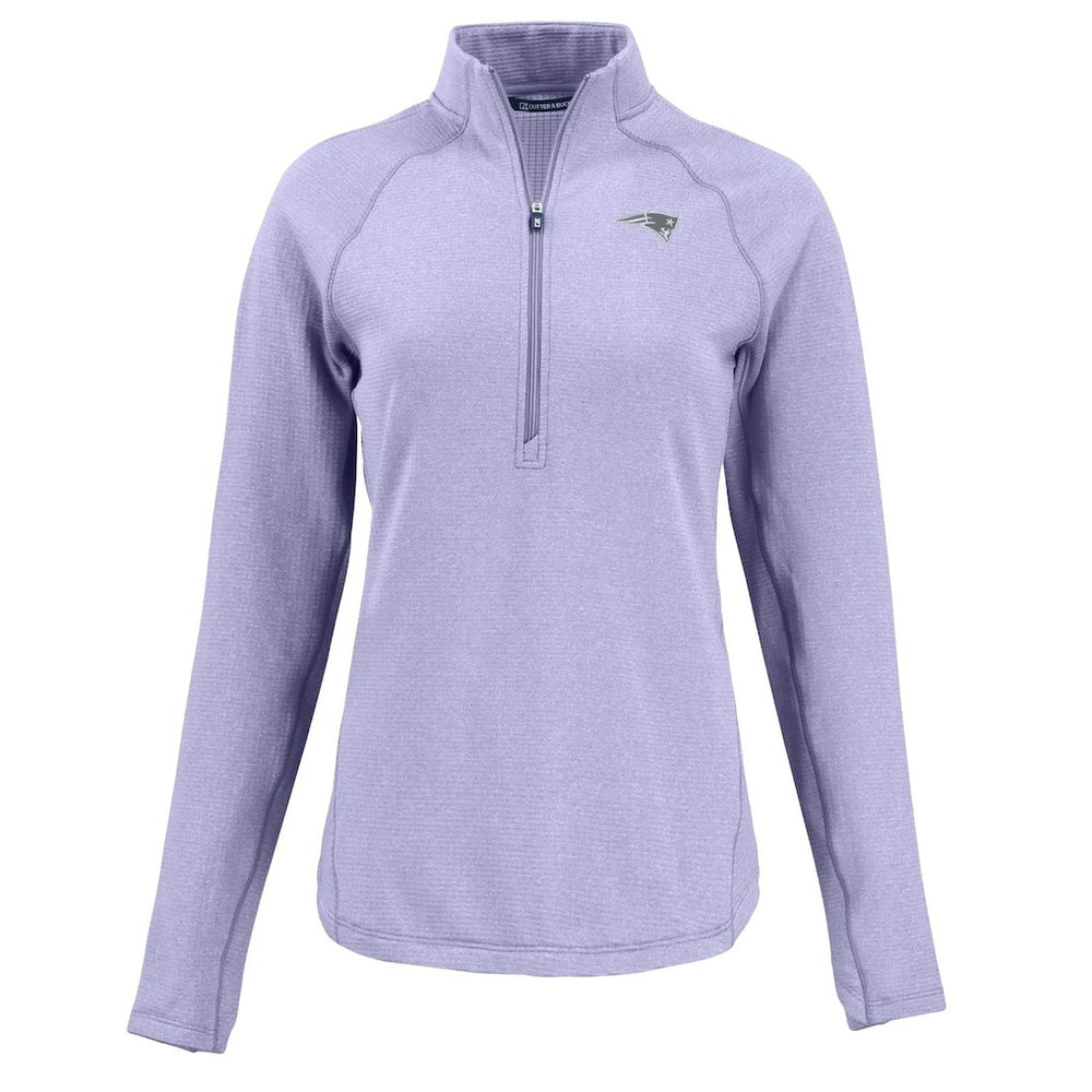 New England Patriots Cutter & Buck Women's Peshastin Eco Fleece Recycled Half-Zip Top - Purple Tops