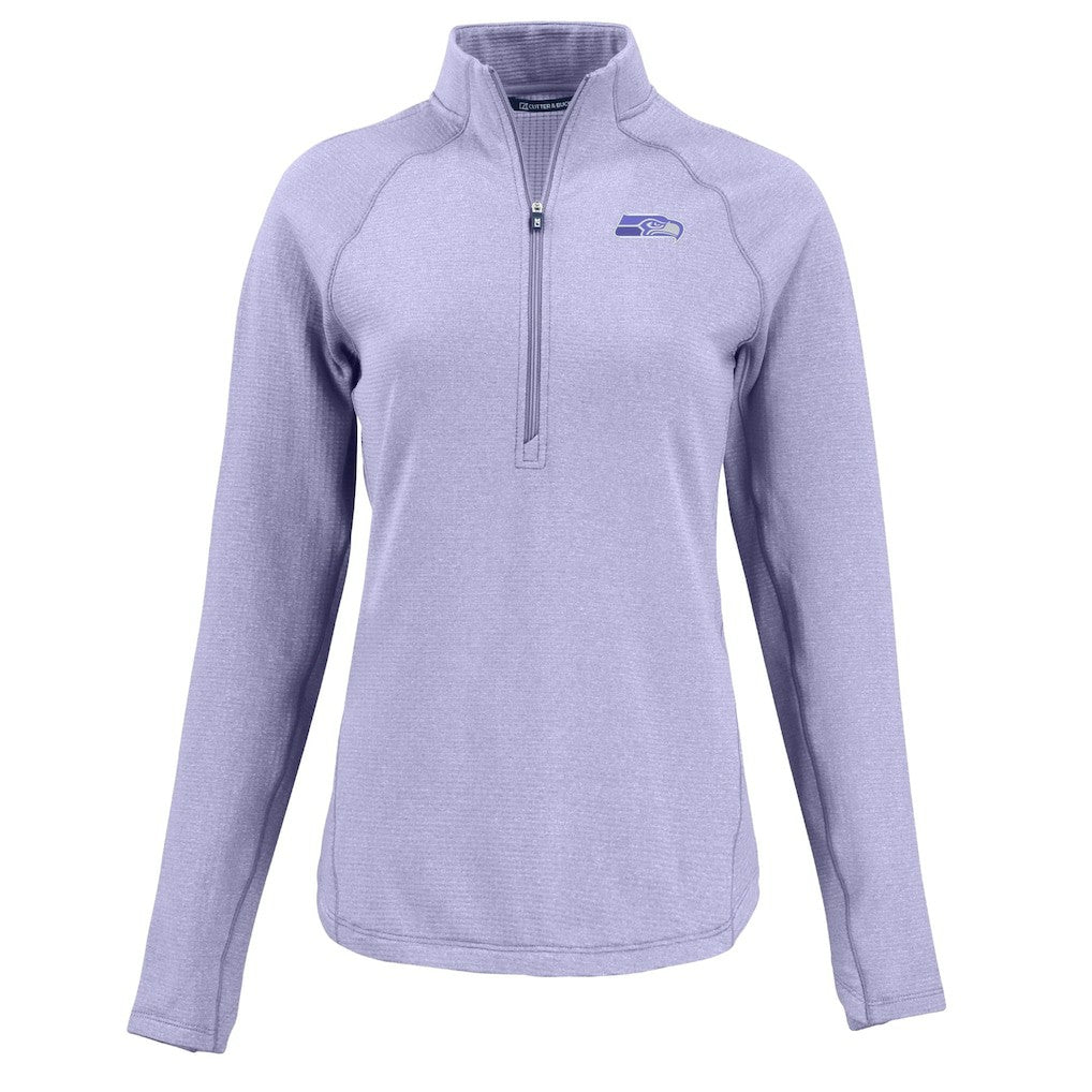 Seattle Seahawks Cutter & Buck Women's Peshastin Eco Fleece Recycled Half-Zip Top - Purple Tops