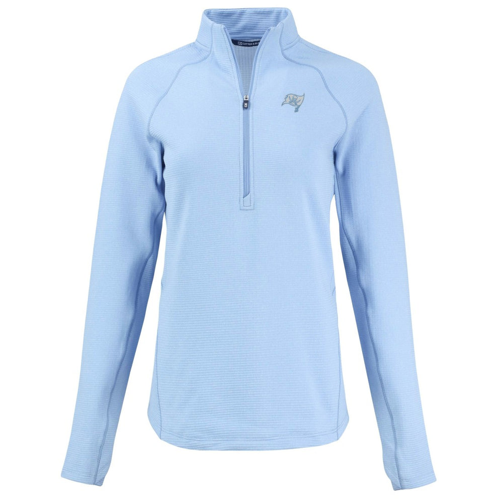 Tampa Bay Buccaneers Cutter & Buck Women's Peshastin Eco Fleece Recycled Half-Zip Top - Powder Blue Tops