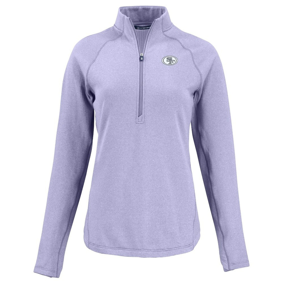 San Francisco 49ers Cutter & Buck Women's Peshastin Eco Fleece Recycled Half-Zip Top - Purple Tops