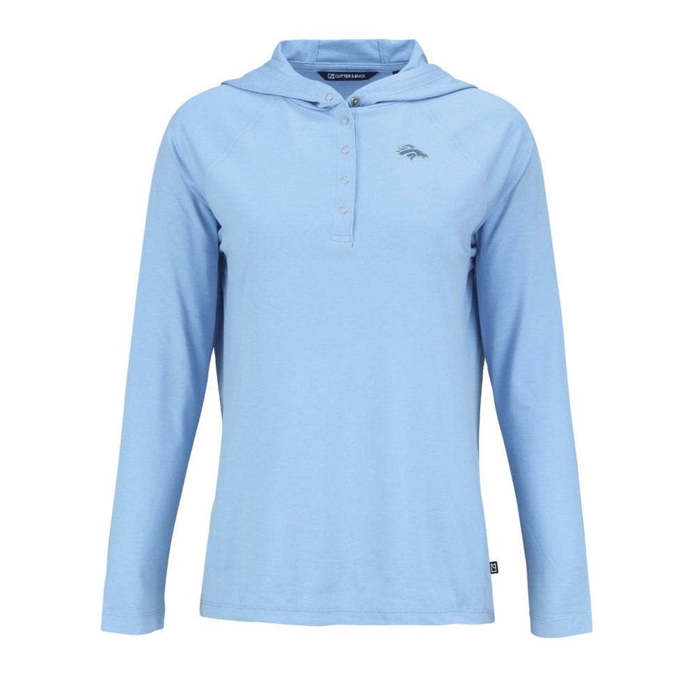 Denver Broncos Cutter & Buck Women's Coastline Epic Comfort Eco Recycled Long Sleeve Hoodie T-Shirt - Powder Blue Hoodies
