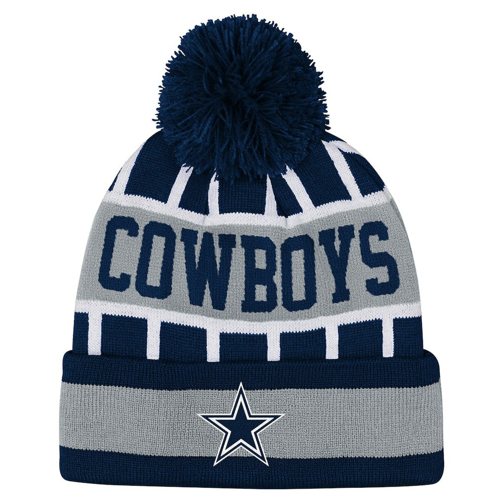 Dallas Cowboys Outerstuff Youth Go Fast Cuffed Knit Hat with Pom - Navy Hats