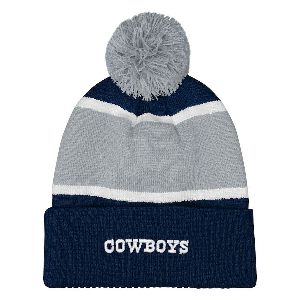 Dallas Cowboys Outerstuff Girls Youth Let's Play Cuffed Knit Hat with Pom - Navy Hats
