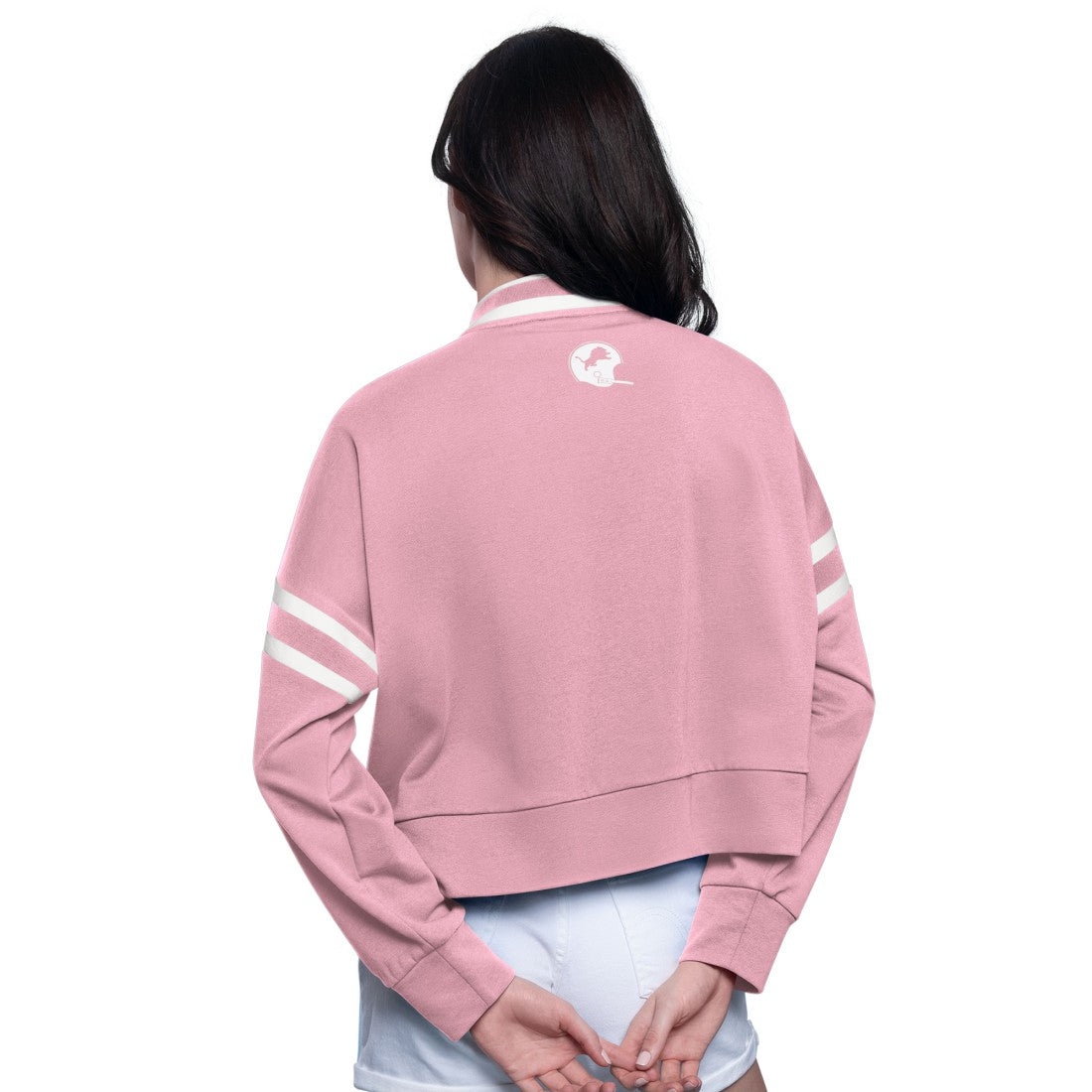 Detroit Lions Starter Women's Power Play Cropped Pullover Sweatshirt - Pink Pullover