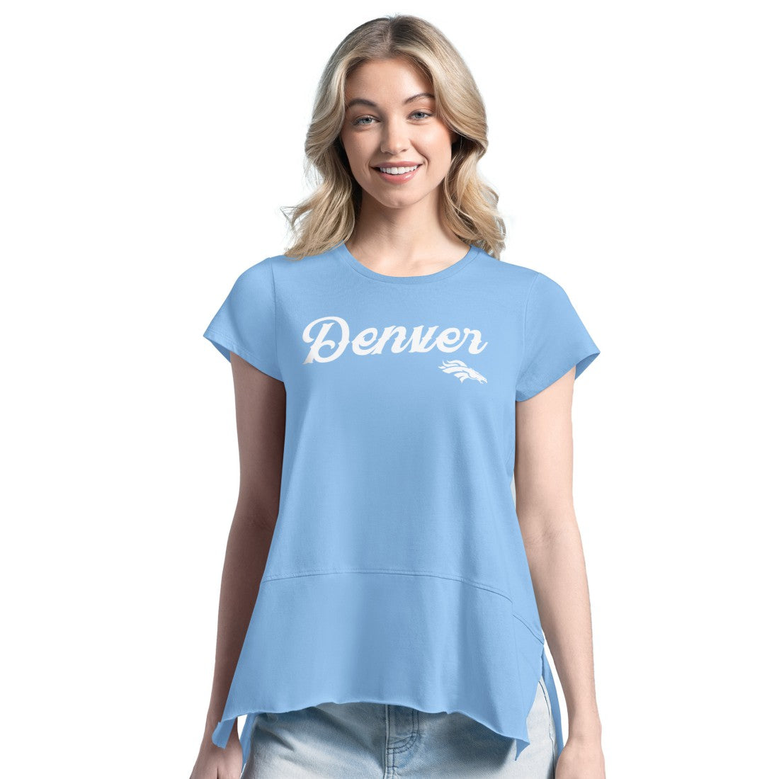Denver Broncos Margaritaville Women's Gametime Is Paradise T-Shirt - Blue T-shirts