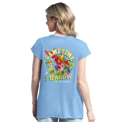 Detroit Lions Margaritaville Women's Gametime Is Paradise T-Shirt - Light Blue T-shirts