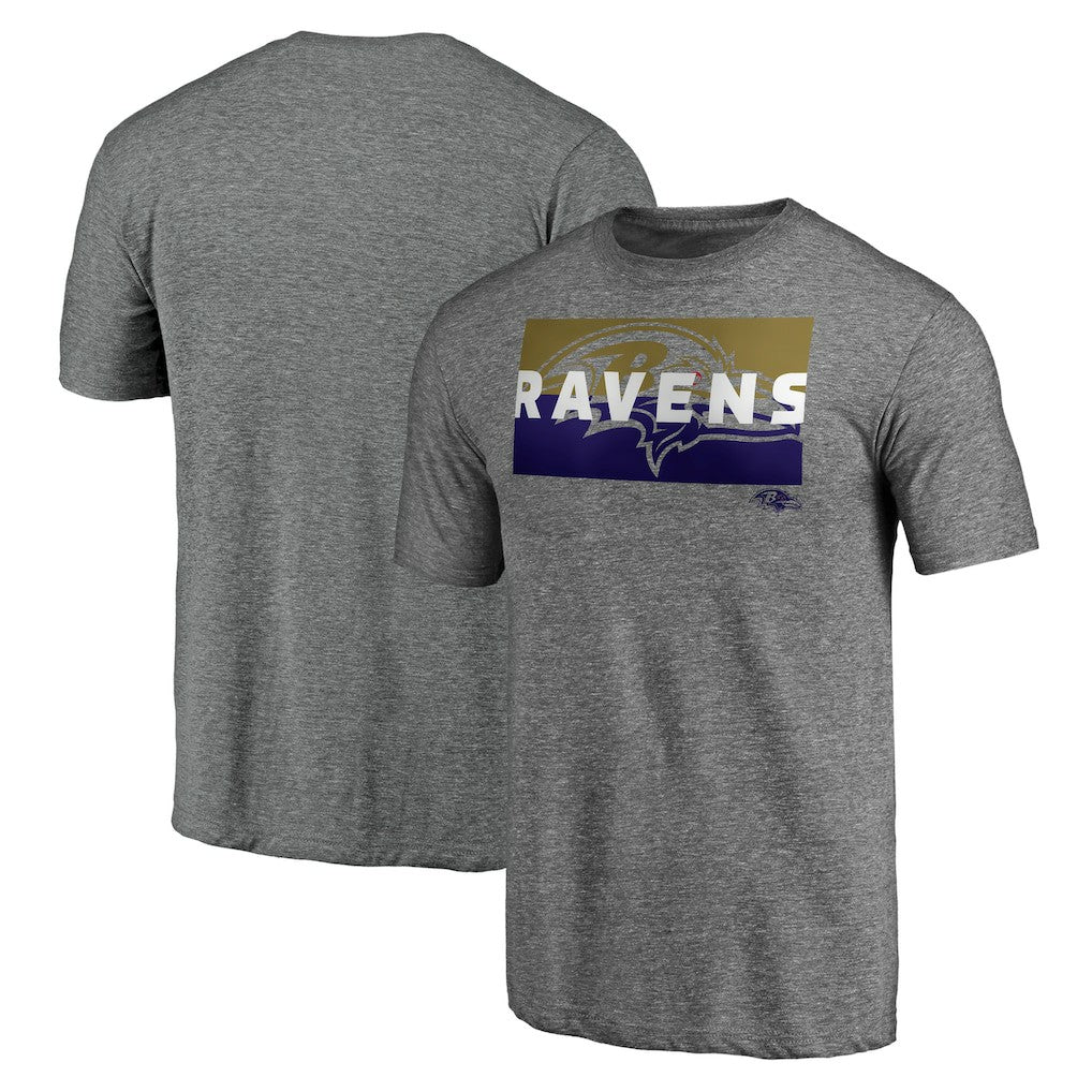 Baltimore Ravens Square Off Tri-Blend T-Shirt - Heather Gray T-shirts