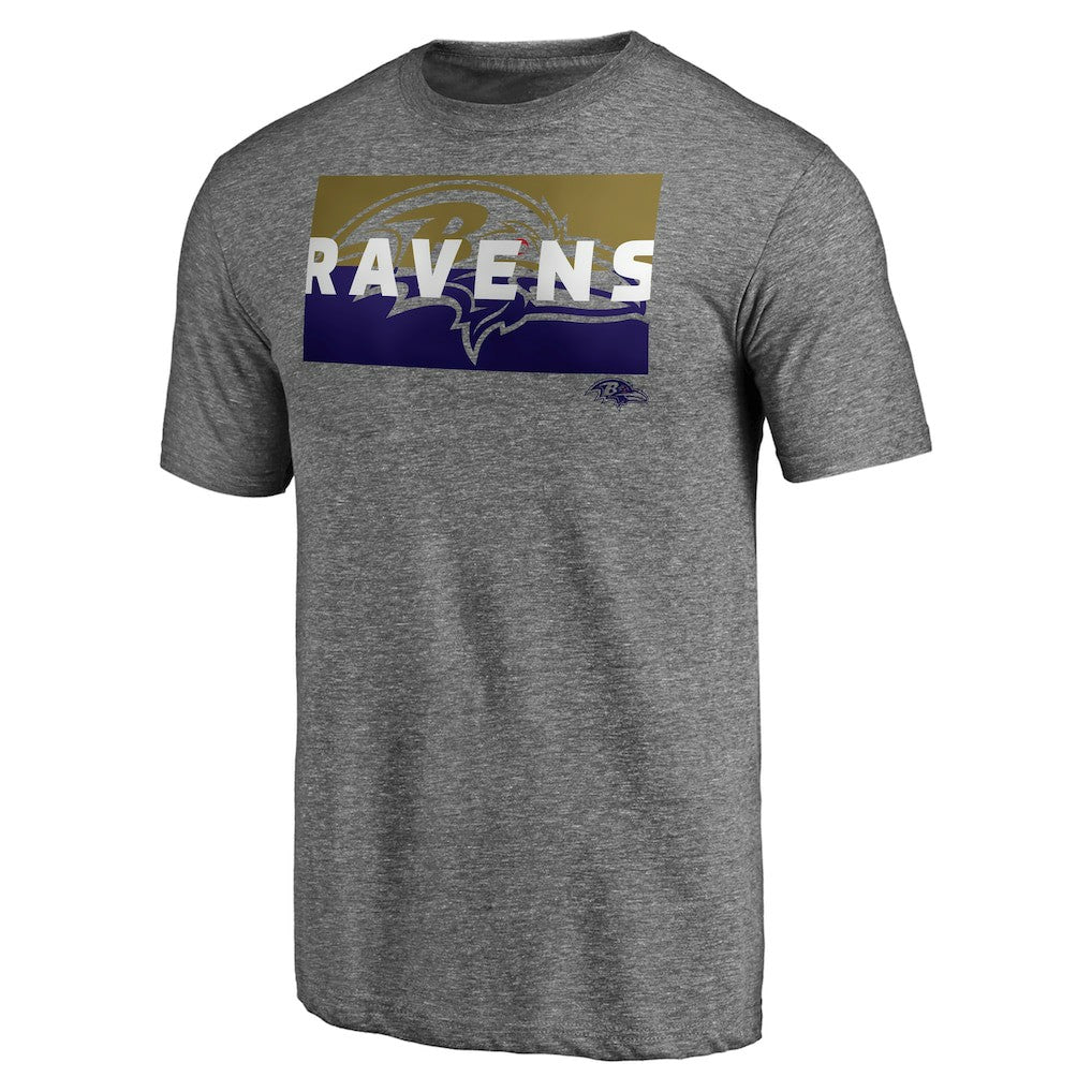Baltimore Ravens Square Off Tri-Blend T-Shirt - Heather Gray T-shirts