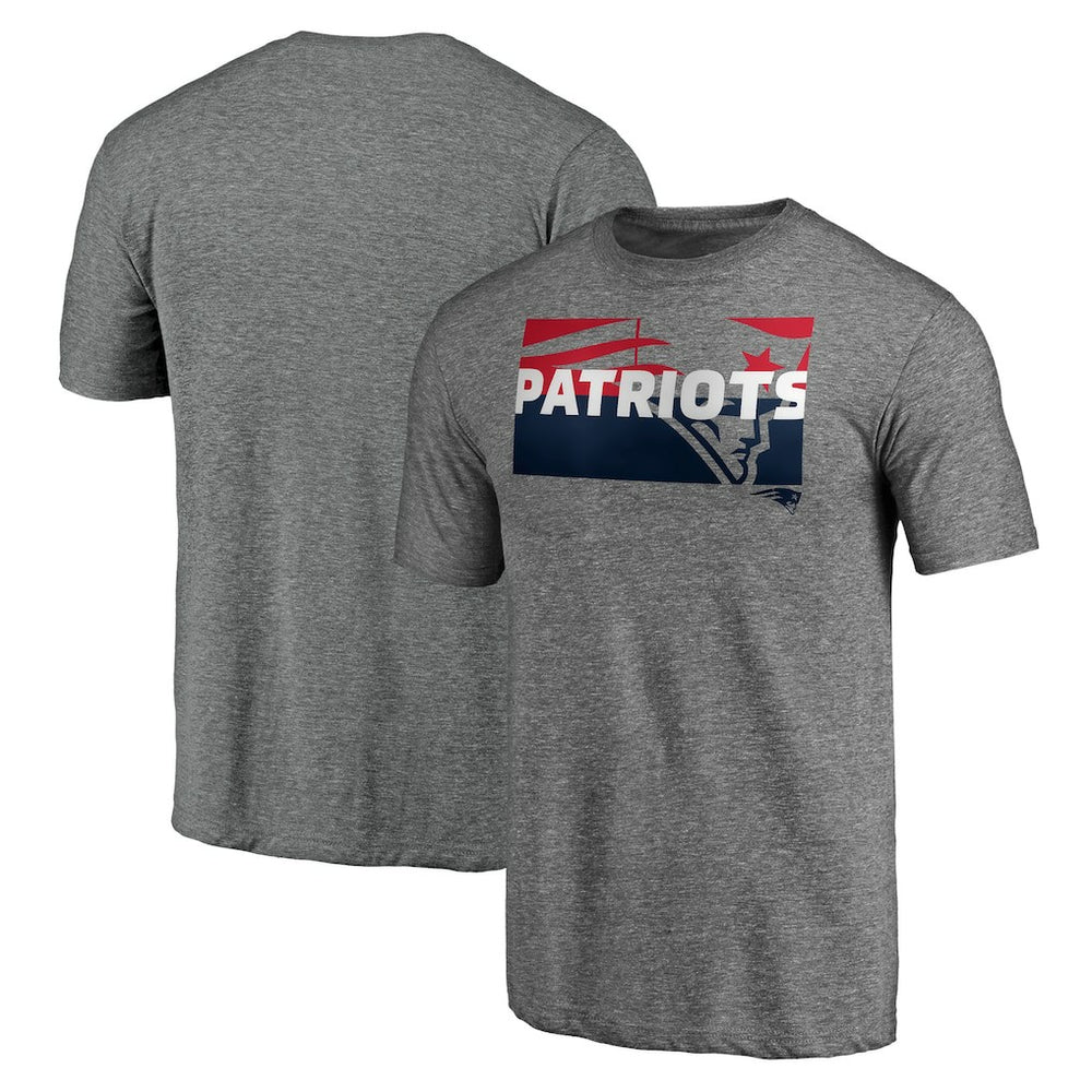 New England Patriots Square Off Tri-Blend T-Shirt - Heather Gray T-shirts