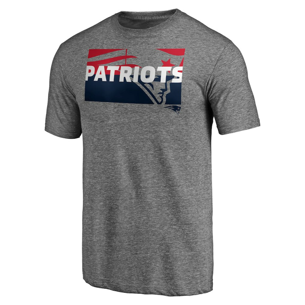New England Patriots Square Off Tri-Blend T-Shirt - Heather Gray T-shirts