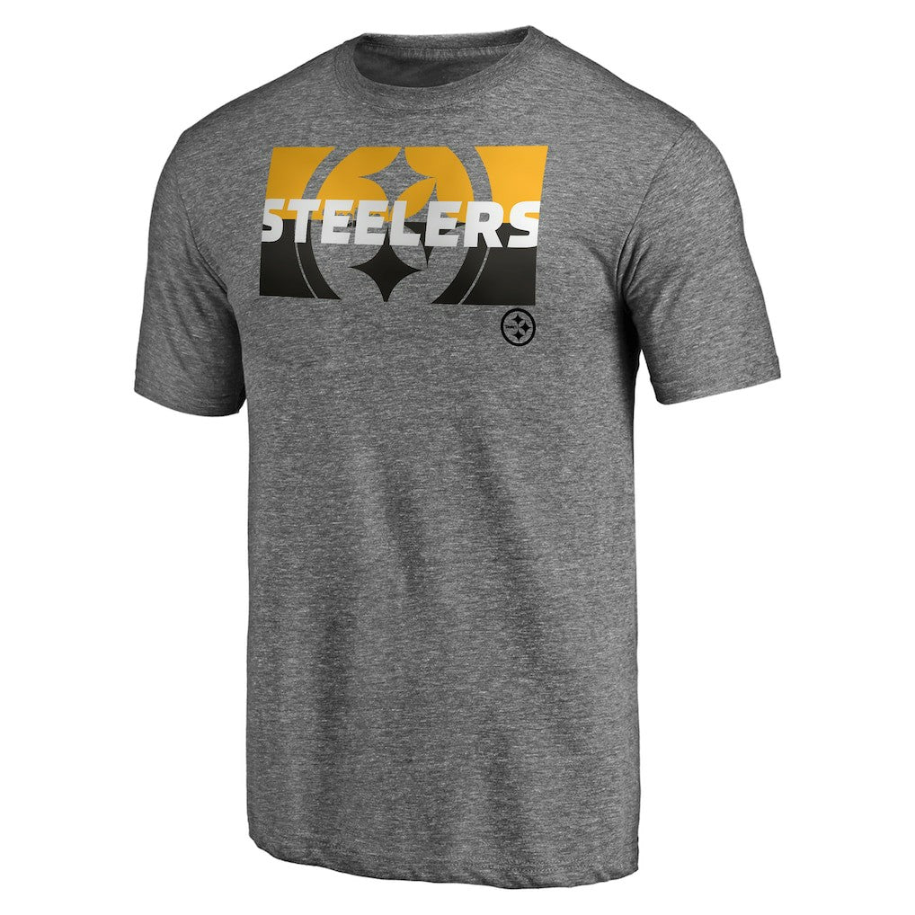 Pittsburgh Steelers Square Off Tri-Blend T-Shirt - Heather Gray T-shirts
