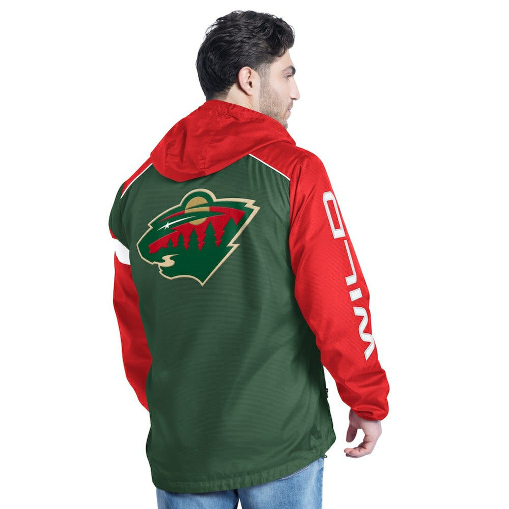 Minnesota Wild G-III Sports by Carl Banks Lateral Half-Zip Hoodie Jacket - Green/Red | US 202575834