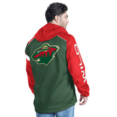 Minnesota Wild G-III Sports by Carl Banks Lateral Half-Zip Hoodie Jacket - Green/Red | US 202575834