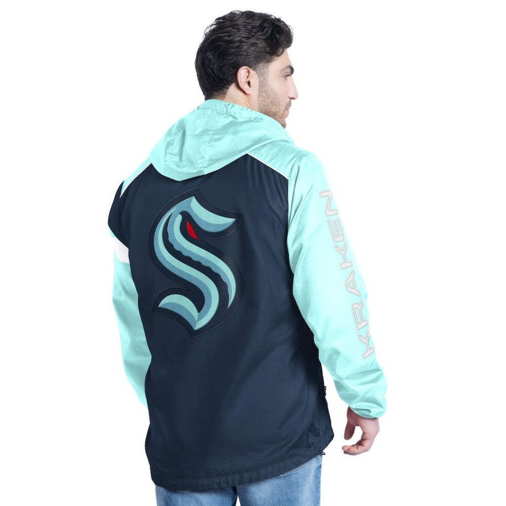 Seattle Kraken G-III Sports by Carl Banks Lateral Half-Zip Hoodie Jacket - Deep Sea Blue/Light Blue | US 202575841