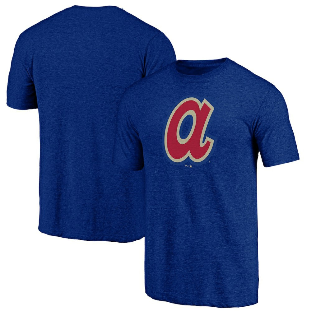 Atlanta Braves Cooperstown Official Logo Tri-Blend T-Shirt - Royal T-shirts
