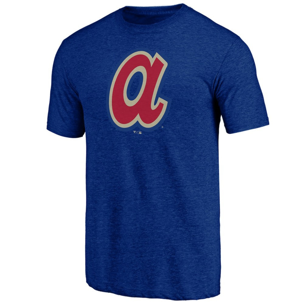 Atlanta Braves Cooperstown Official Logo Tri-Blend T-Shirt - Royal T-shirts