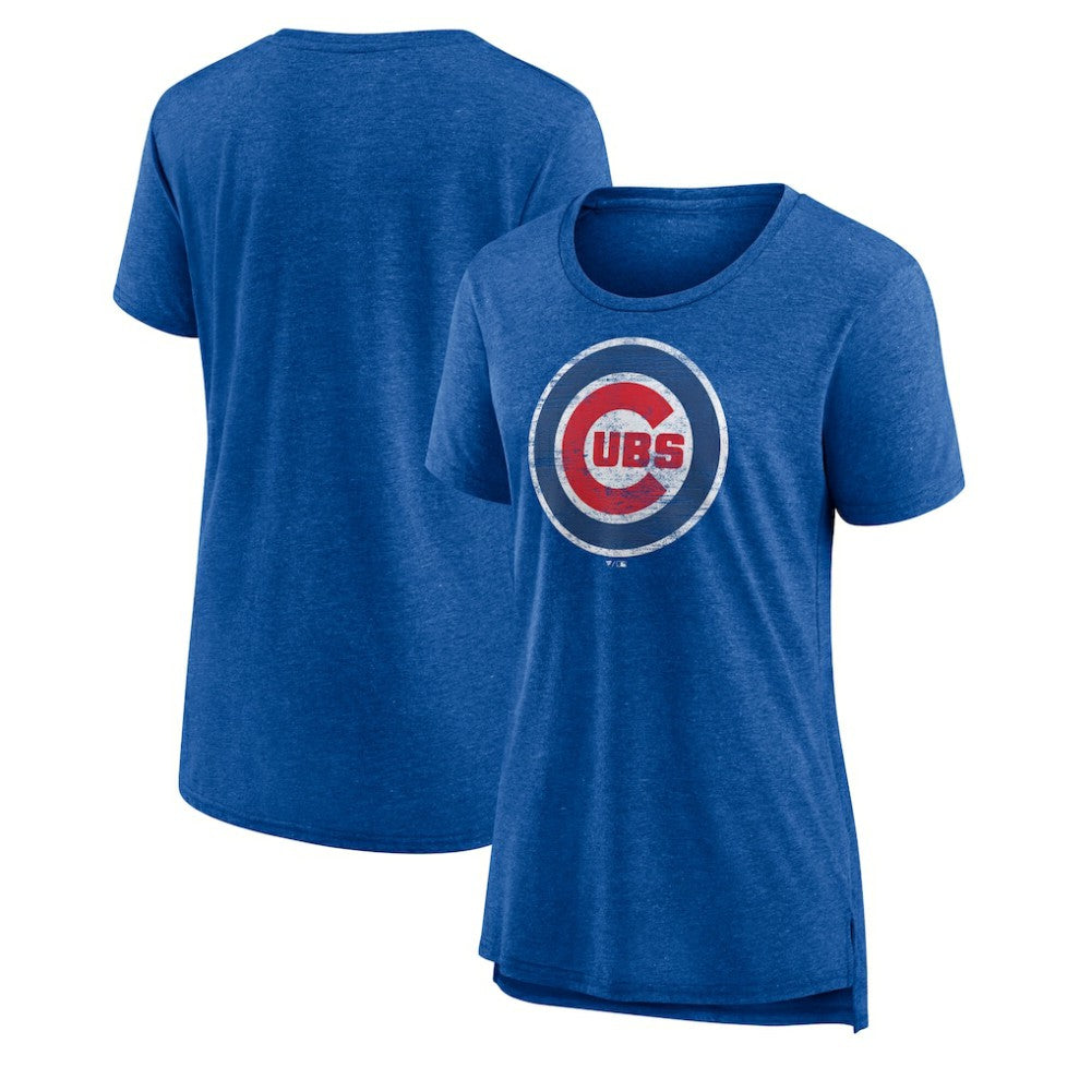Chicago Cubs Women's Weathered Official Logo Tri-Blend T-Shirt - Royal T-shirts