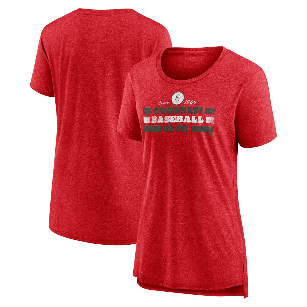 Cincinnati Reds Women's Power Swing Tri-Blend T-Shirt - Red T-shirts