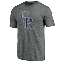 Colorado Rockies Weathered Official Logo Tri-Blend T-Shirt - Heather Gray T-shirts