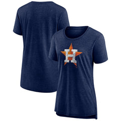 Houston Astros Women's Weathered Official Logo Tri-Blend T-Shirt - Navy T-shirts