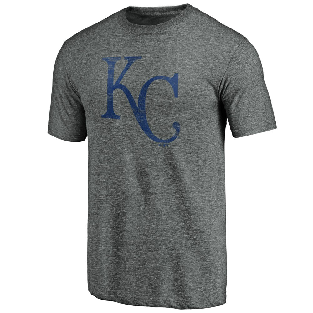 Kansas City Royals Weathered Official Logo Tri-Blend T-Shirt - Heather Gray T-shirts