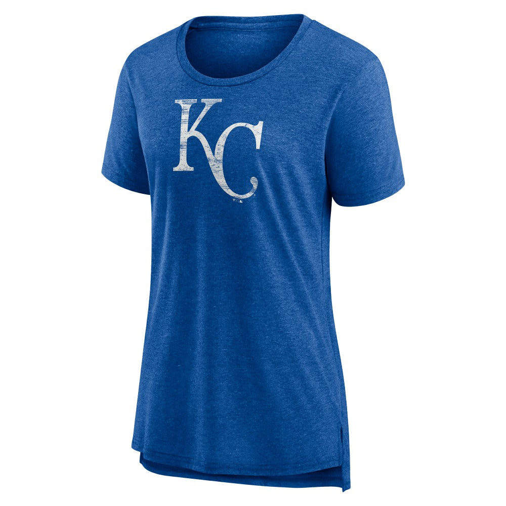 Kansas City Royals Women's Weathered Official Logo Tri-Blend T-Shirt - Royal T-shirts