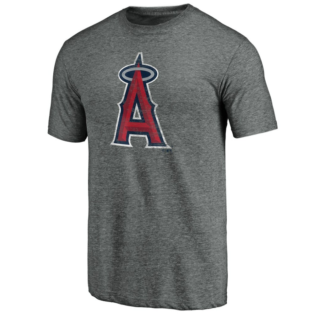 Los Angeles Angels Weathered Official Logo Tri-Blend T-Shirt - Heather Gray T-shirts