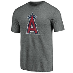 Los Angeles Angels Weathered Official Logo Tri-Blend T-Shirt - Heather Gray T-shirts
