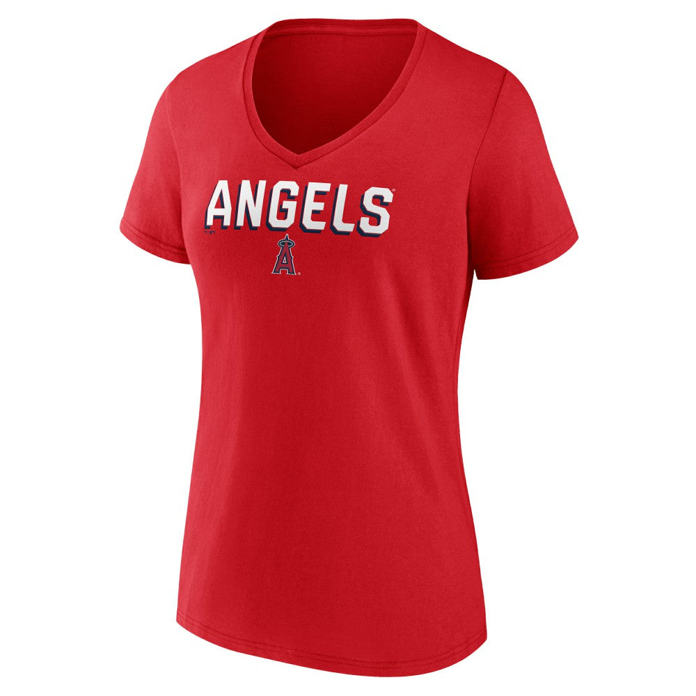 Los Angeles Angels Women's Primary Play V-Neck T-Shirt - Red T-shirts