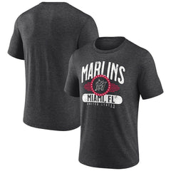 Miami Marlins Badge of Honor Tri-Blend T-Shirt - Charcoal T-shirts