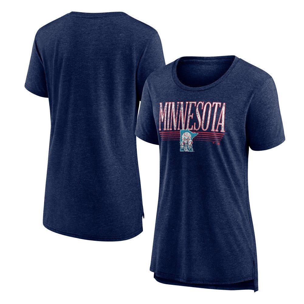 Minnesota Twins Women's Toppler Tri-Blend T-Shirt - Navy T-shirts