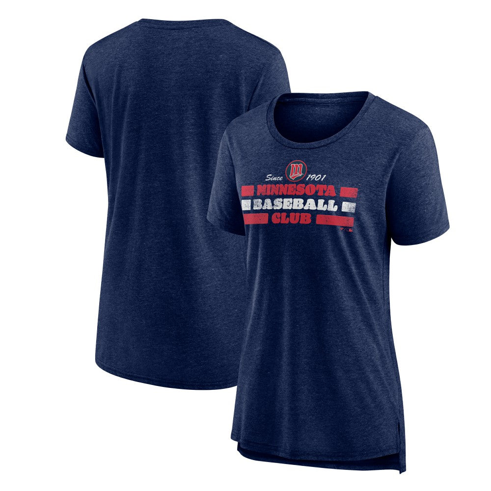Minnesota Twins Women's Power Swing Tri-Blend T-Shirt - Navy T-shirts