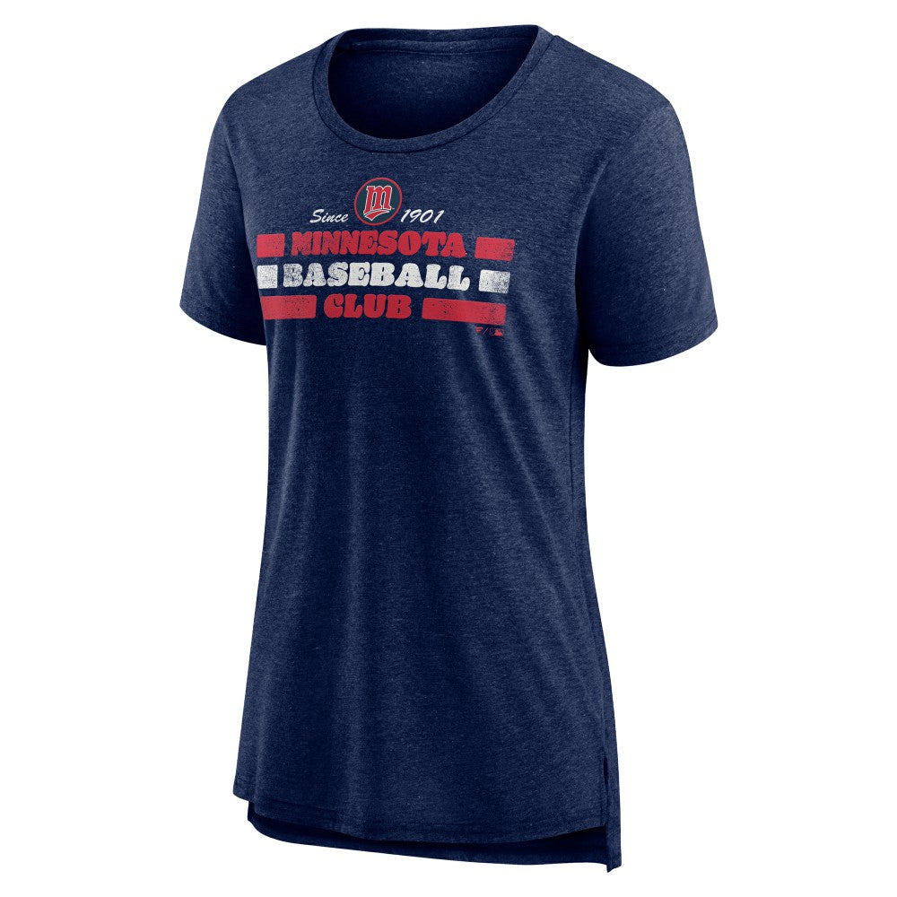 Minnesota Twins Women's Power Swing Tri-Blend T-Shirt - Navy T-shirts