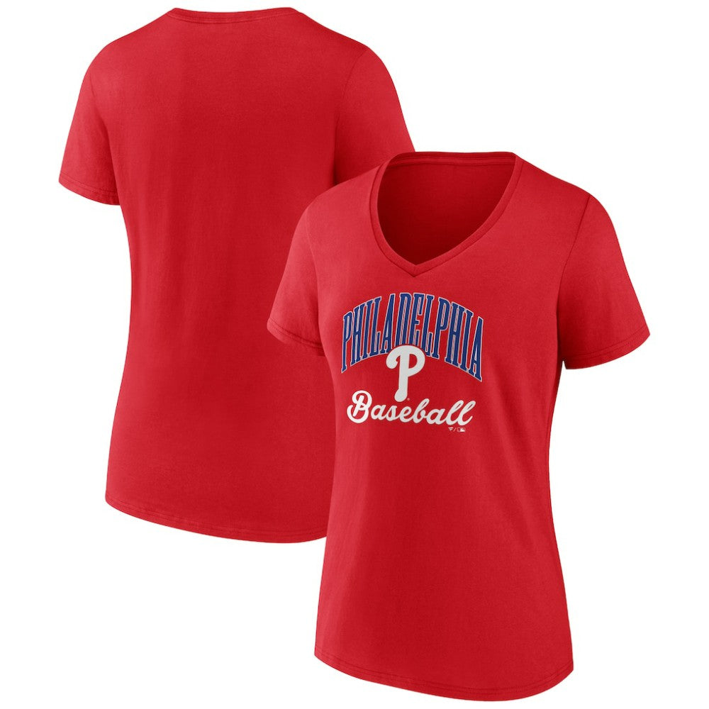 Philadelphia Phillies Women's Victory Script V-Neck T-Shirt - Red T-shirts