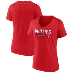 Philadelphia Phillies Women's Primary Play V-Neck T-Shirt - Red T-shirts