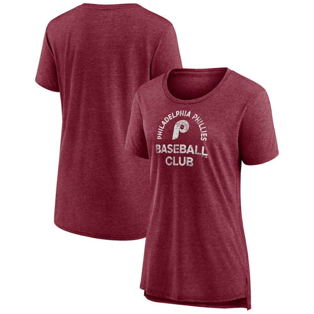 Philadelphia Phillies Women's Selected First Tri-Blend T-Shirt - Burgundy T-shirts