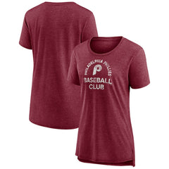 Philadelphia Phillies Women's Selected First Tri-Blend T-Shirt - Burgundy T-shirts