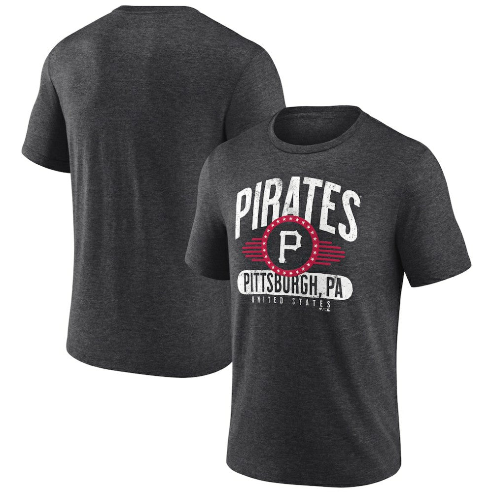 Pittsburgh Pirates Badge of Honor Tri-Blend T-Shirt - Charcoal T-shirts
