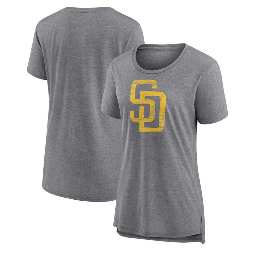 San Diego Padres Women's Weathered Official Logo Tri-Blend T-Shirt - Gray T-shirts