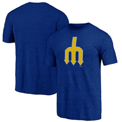 Seattle Mariners Cooperstown Official Logo Tri-Blend T-Shirt - Royal T-shirts