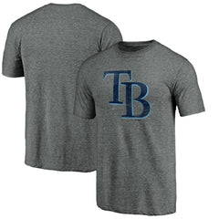 Tampa Bay Rays Weathered Official Logo Tri-Blend T-Shirt - Heather Gray T-shirts