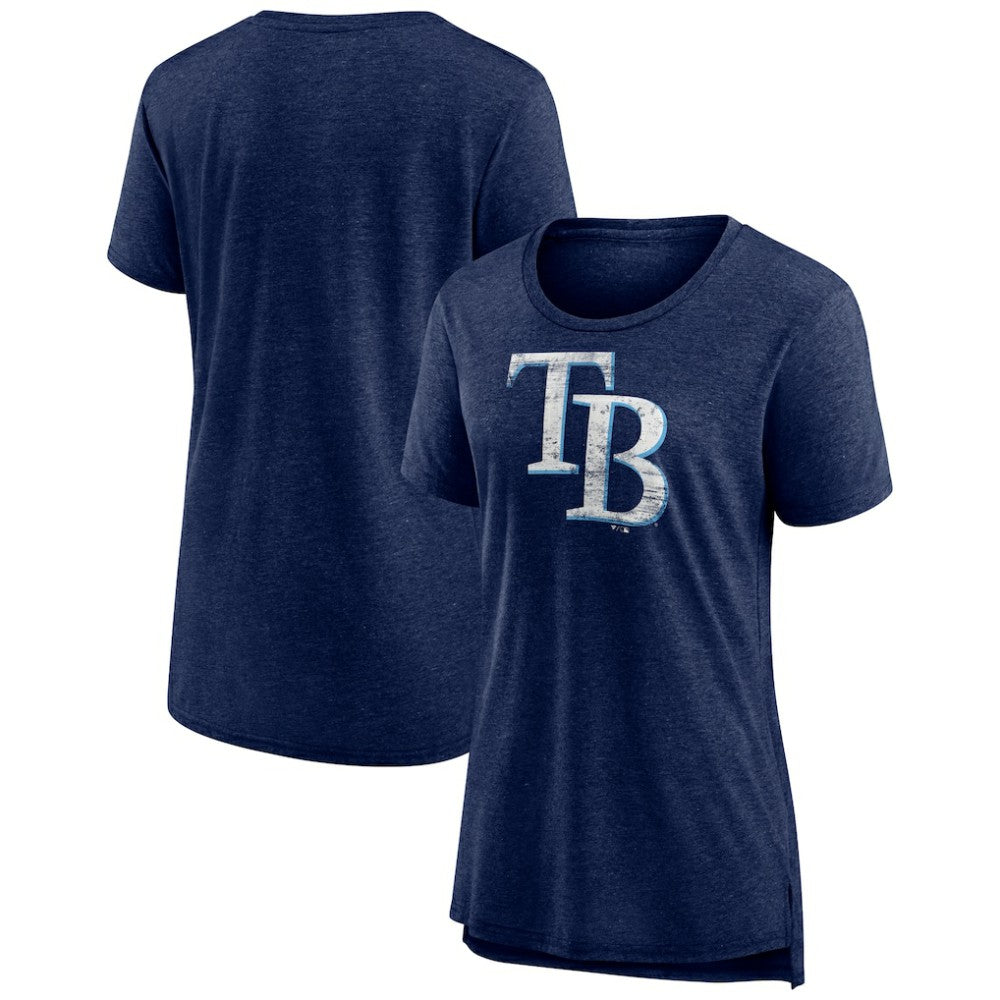 Tampa Bay Rays Women's Weathered Official Logo Tri-Blend T-Shirt - Navy T-shirts