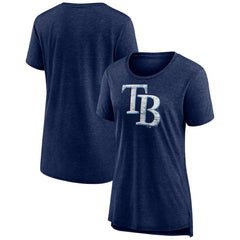 Tampa Bay Rays Women's Weathered Official Logo Tri-Blend T-Shirt - Navy T-shirts