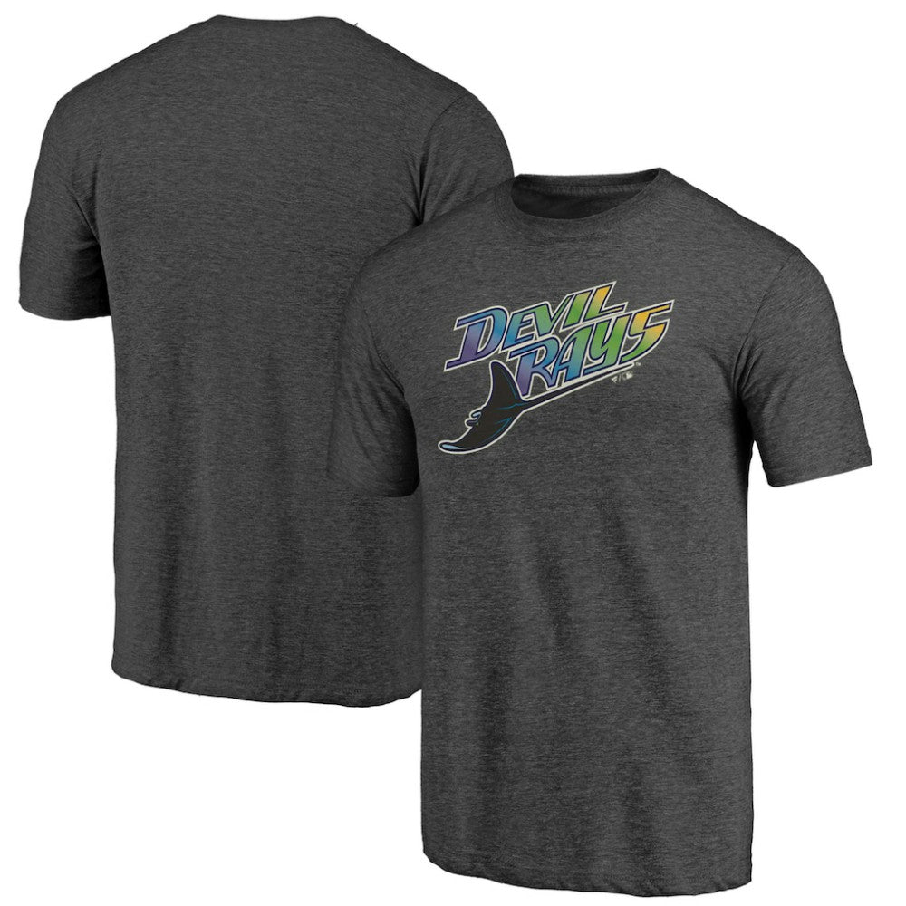 Tampa Bay Rays Cooperstown Official Logo Tri-Blend T-Shirt - Charcoal T-shirts