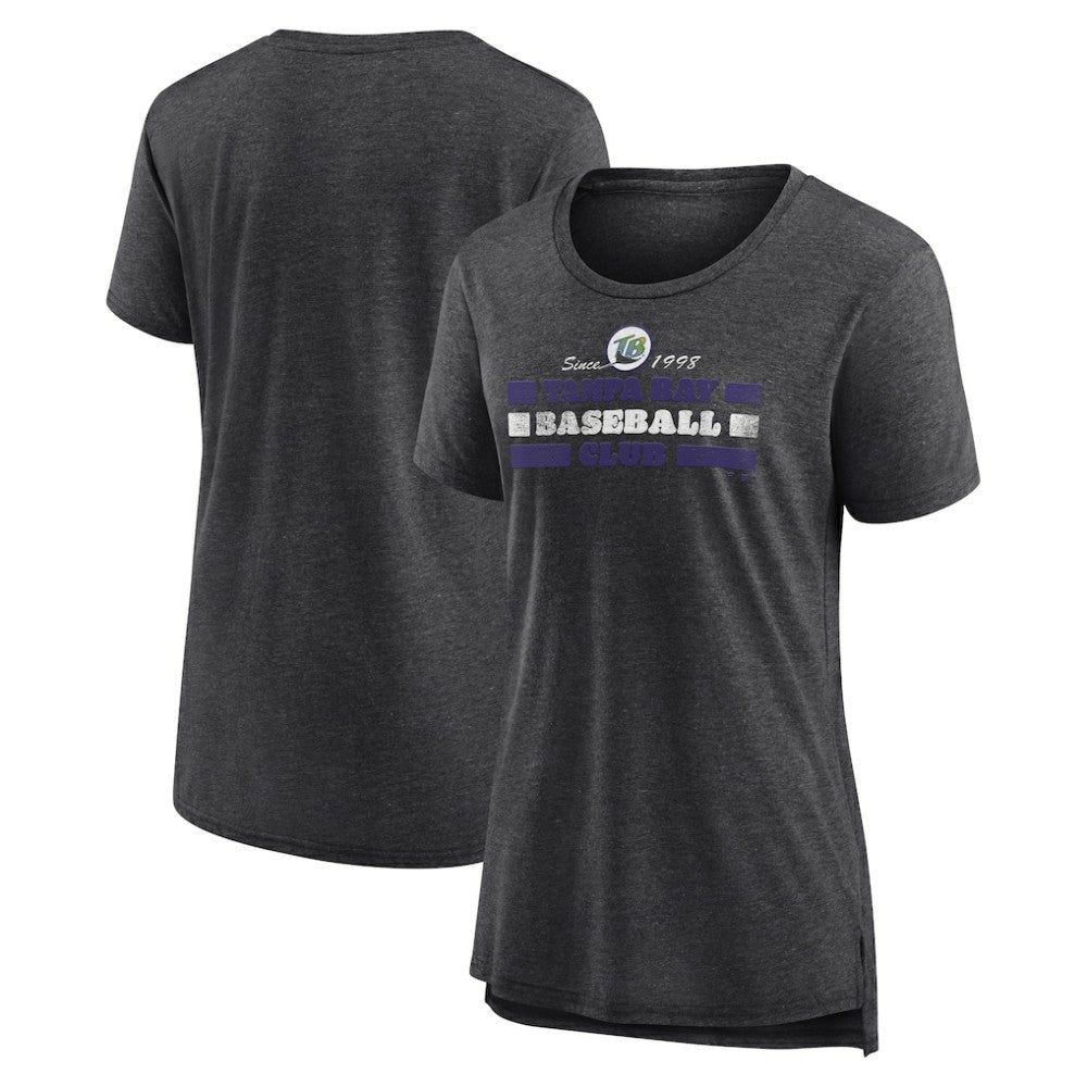 Tampa Bay Rays Women's Power Swing Tri-Blend T-Shirt - Gray T-shirts