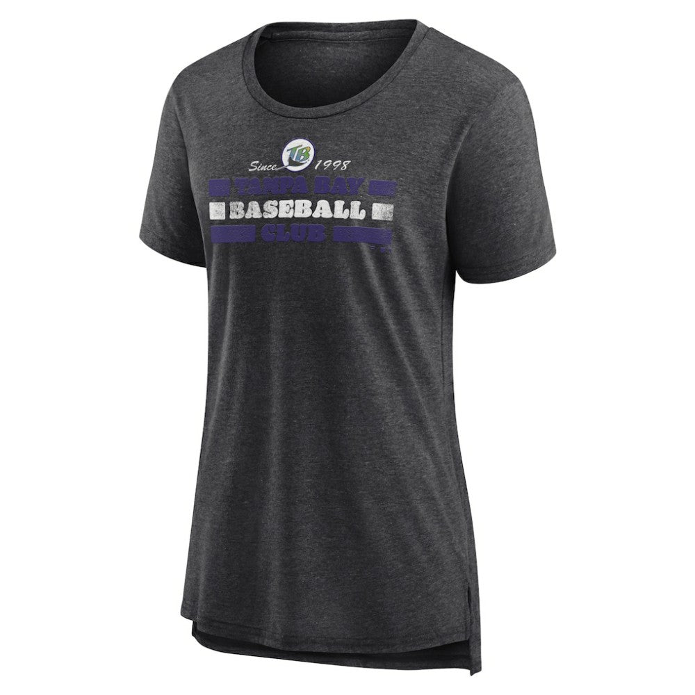 Tampa Bay Rays Women's Power Swing Tri-Blend T-Shirt - Gray T-shirts